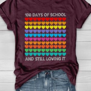 100 Days Of School And Still Loving It 100 Day Heart Print Shirt2