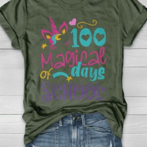 100th Day Of School Unicorn 100 Magical Days Teacher Print Shirt1