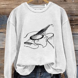Acoustic Guitar Music Lover Artist Casual Print Sweatshirt1