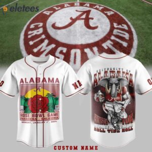 Alabama Rose Bowl Game Custom Name Baseball Jersey 4