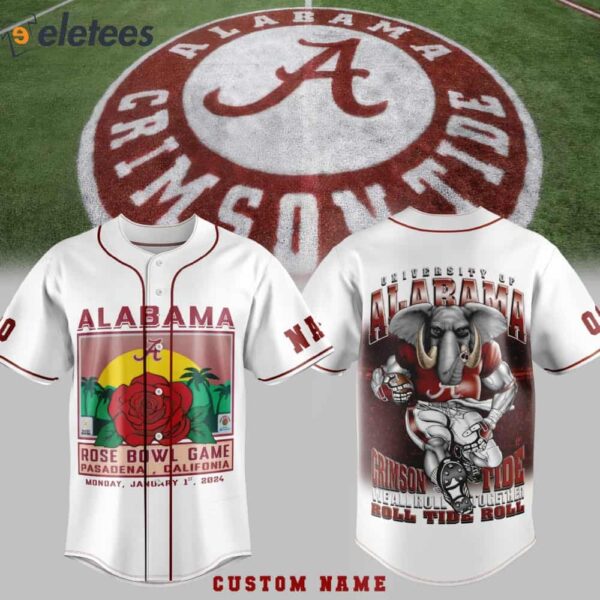 Alabama Rose Bowl Game Custom Name Baseball Jersey