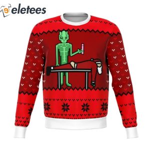 Alien And Santa Dildo Funny Knitted Ugly Christmas Sweater1