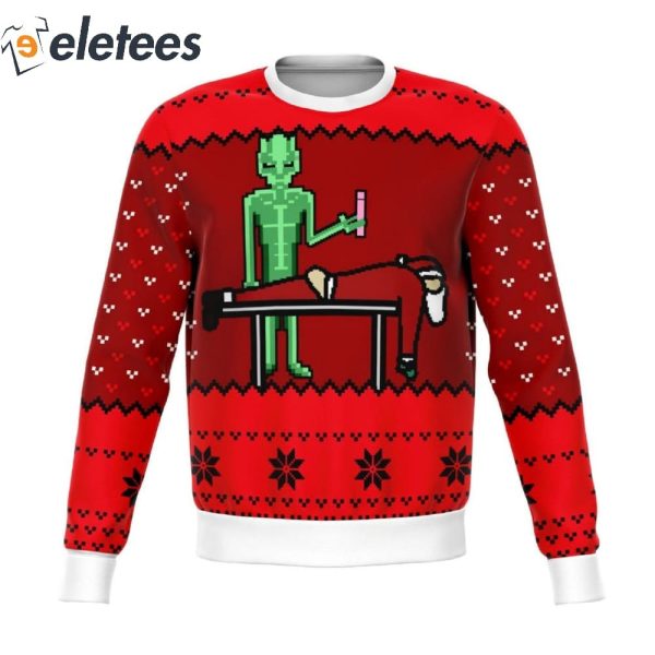 Alien And Santa Dildo Funny Knitted Ugly Christmas Sweater