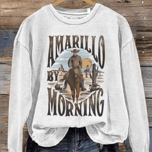 Amarillo By Morning Country Music Casual Print Sweatshirt