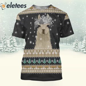 Amazing Llama Flowers 3D Christmas Sweatshirt