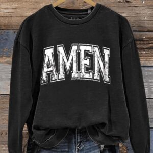 Amen Faith Art Print Pattern Casual Sweatshirt