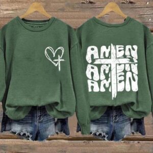 Amen Faith Cross Art Print Pattern Casual Sweatshirt1