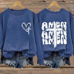 Amen Faith Cross Art Print Pattern Casual Sweatshirt2