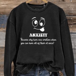 Anxiety Art Print Pattern Casual Sweatshirt