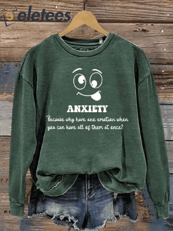 Anxiety Art Print Pattern Casual Sweatshirt