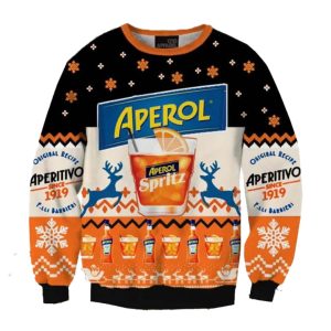 Aperol Spritz Black And Orange Ugly Christmas Sweater