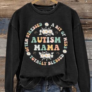 Autism Mama Autism Awareness Art Print Pattern Casual Sweatshirt