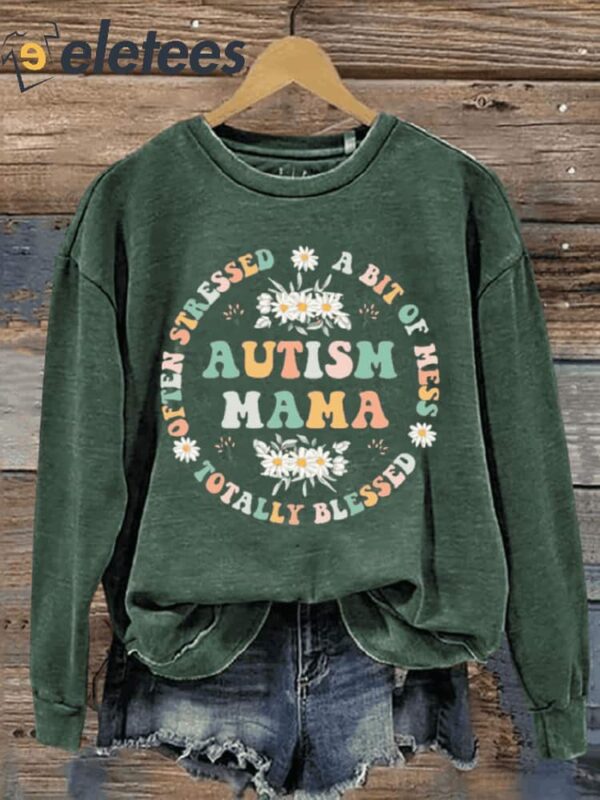 Autism Mama Autism Awareness Art Print Pattern Casual Sweatshirt