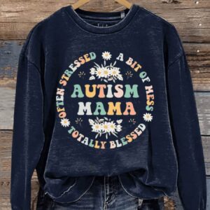 Autism Mama Autism Awareness Art Print Pattern Casual Sweatshirt2