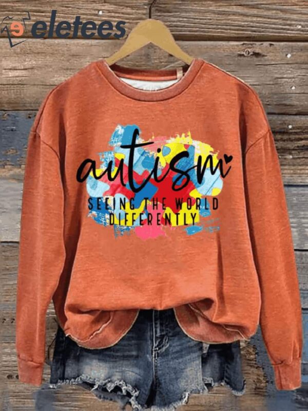 Autism Seeing The World Differently Print Casual Sweatshirt