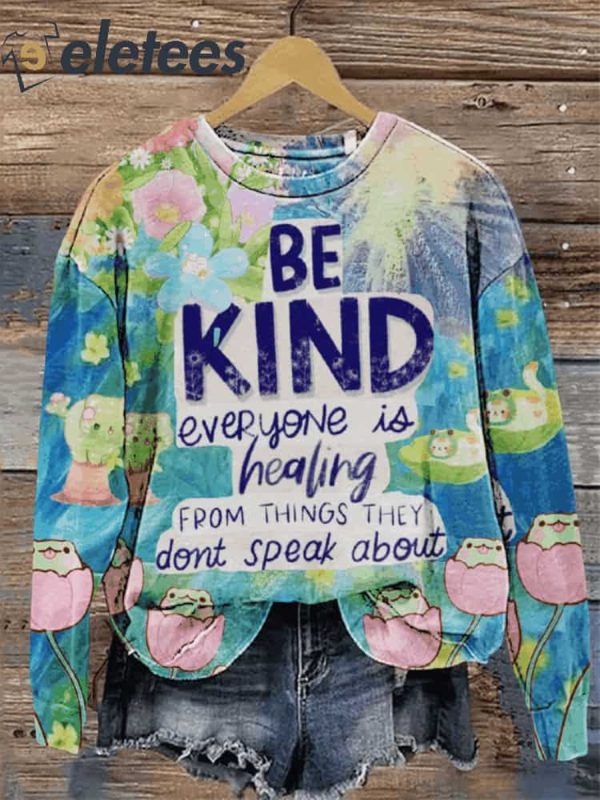 Be Kind Print Casual Sweatshirt