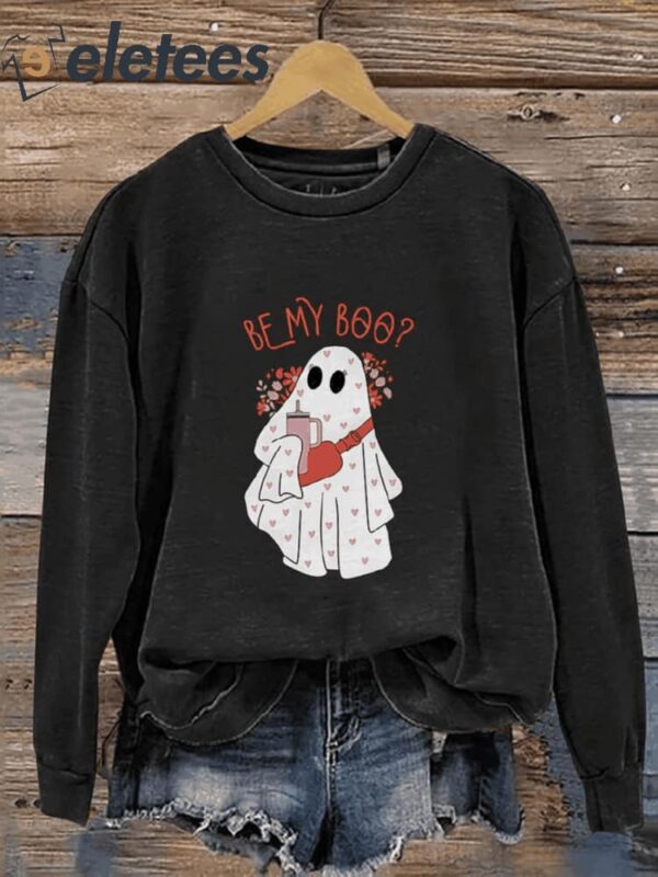 Be My Boo Valentine’s Day Boujee Ghost Casual Print Sweatshirt
