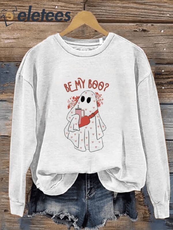 Be My Boo Valentine’s Day Boujee Ghost Casual Print Sweatshirt