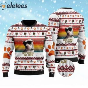 Best Pitbull Dad Ever Ugly Christmas Sweater 2