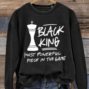 Black King Black History Month Art Print Pattern Casual Sweatshirt
