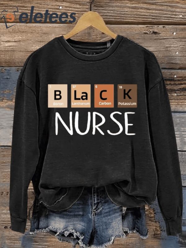 Black Nurse Art Print Pattern Casual Sweatshirt