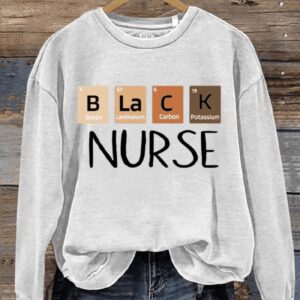 Black Nurse Art Print Pattern Casual Sweatshirt1
