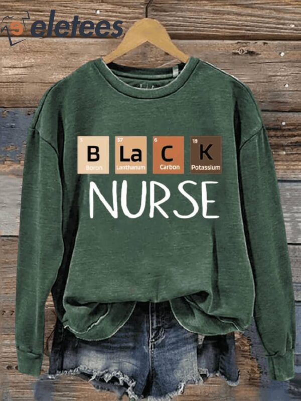 Black Nurse Art Print Pattern Casual Sweatshirt