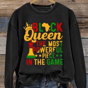Black Queen Black History Month Art Print Pattern Casual Sweatshirt