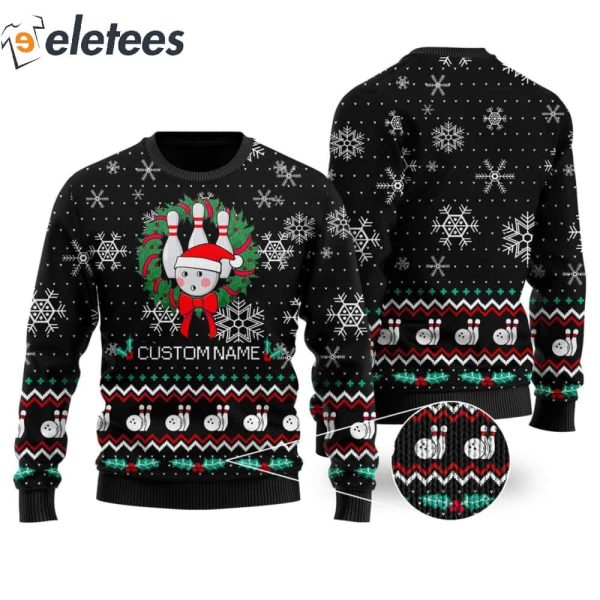 Bowling Christmas Snowflakes Personalized Gifts For Bowlers Sport Lovers Knitted Ugly Christmas Sweater