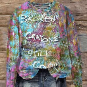 Broken Crayons Still Color Art Print Pattern Casual Sweatshirt