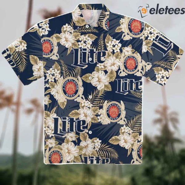 Miller Lite Tropical Flowers Hawaiian Shirt