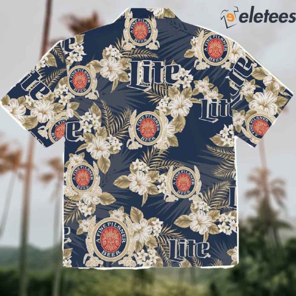 Miller Lite Tropical Flowers Hawaiian Shirt
