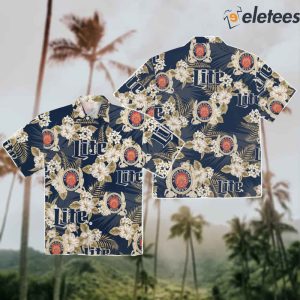 Burgerprint ko up Miller Lite Tropical Flowers Hawaiian Shirt 3