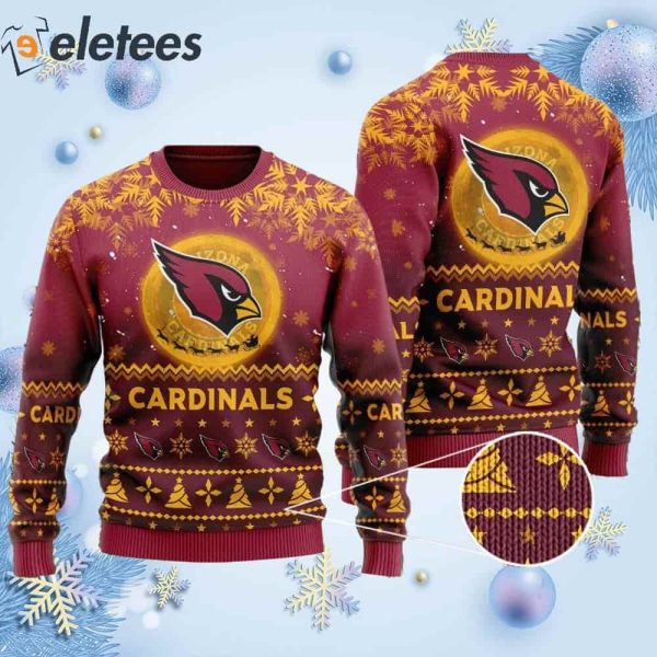 Cardinals Santa Claus In The Moon Knitted Ugly Christmas Sweater