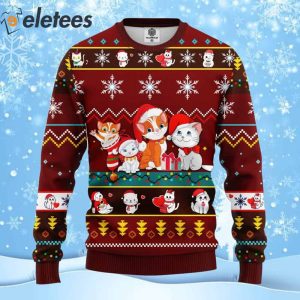 Cat Cartoon Cute Noel Ugly Christmas Sweater