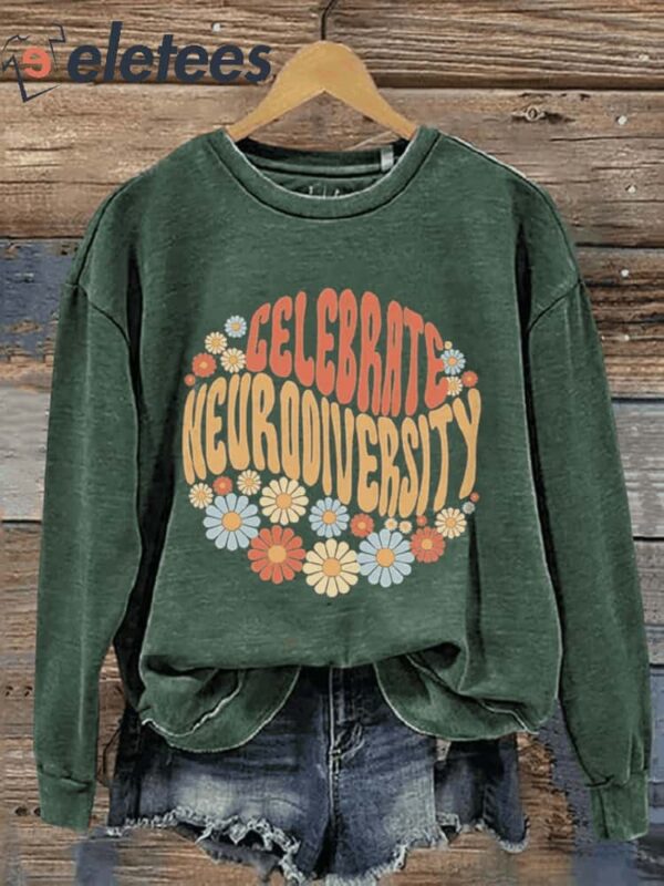 Celebrate Neurodiversity Autistic Pride Casual Print Sweatshirt
