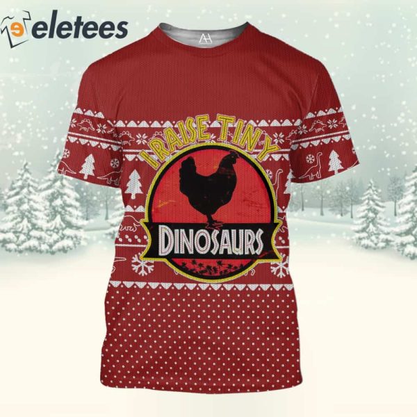 Chicken Iraise Tiny Dinosaurs 3D All Over Print Christmas Sweatshirt