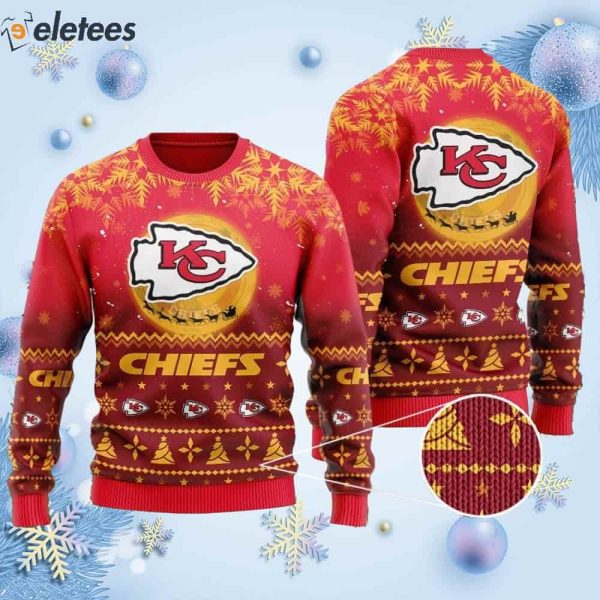 Chiefs Santa Claus In The Moon Knitted Ugly Christmas Sweater