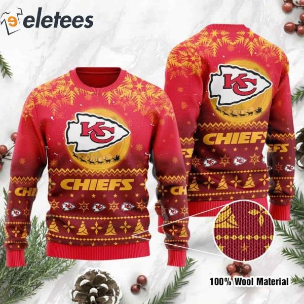 Chiefs Santa Claus In The Moon Knitted Ugly Christmas Sweater