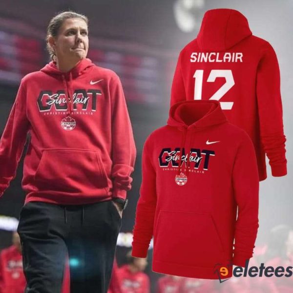 Christine Sinclair Red Canada Soccer GOAT Logo Club Fleece Pullover Hoodie