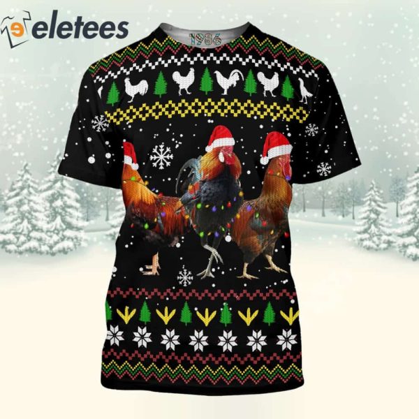 Christmas Roosters 3D All Over Print Sweatshirt