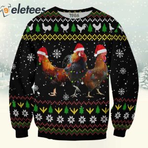 Christmas Roosters 3D All Over Print Sweatshirt 2