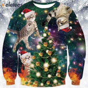 Christmas Tree Cats Ugly Christmas Sweater