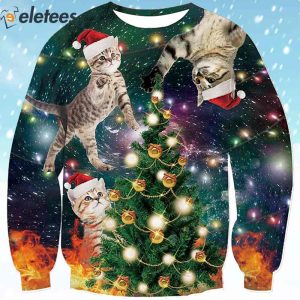 Christmas Tree Cats Ugly Christmas Sweater 2