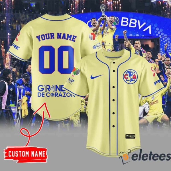 Club America Champions Custom Name Baseball Jersey