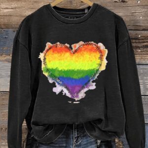 Colorful Heart LGBT Print Casual Sweatshirt