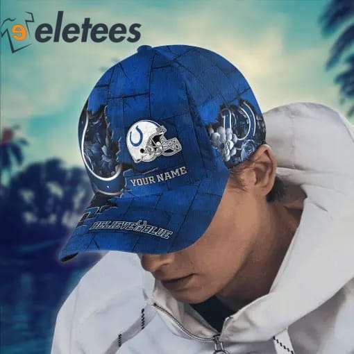 Colts Believe In Blue Custom Name 3D Cap