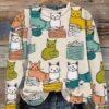 Cute Cats Reading Books Art Print Sweatshirt