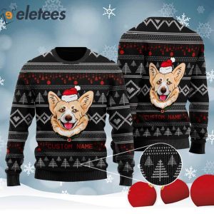 Cute Corgi Custom Name Shirt For Dog Lovers Knitted Ugly Christmas Sweater