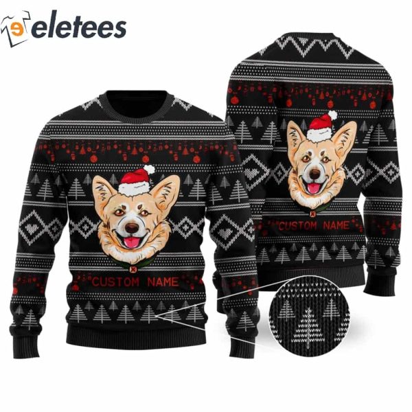 Cute Corgi Custom Name Shirt For Dog Lovers Knitted Ugly Christmas Sweater